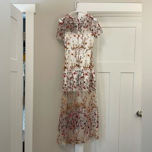 Endless Rose Imessurable Joy mesh white floral maxi dress
